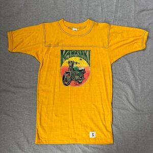 Vintage Kawasaki Motorcycle T‑Shirt Yellow USA Made Bantams S